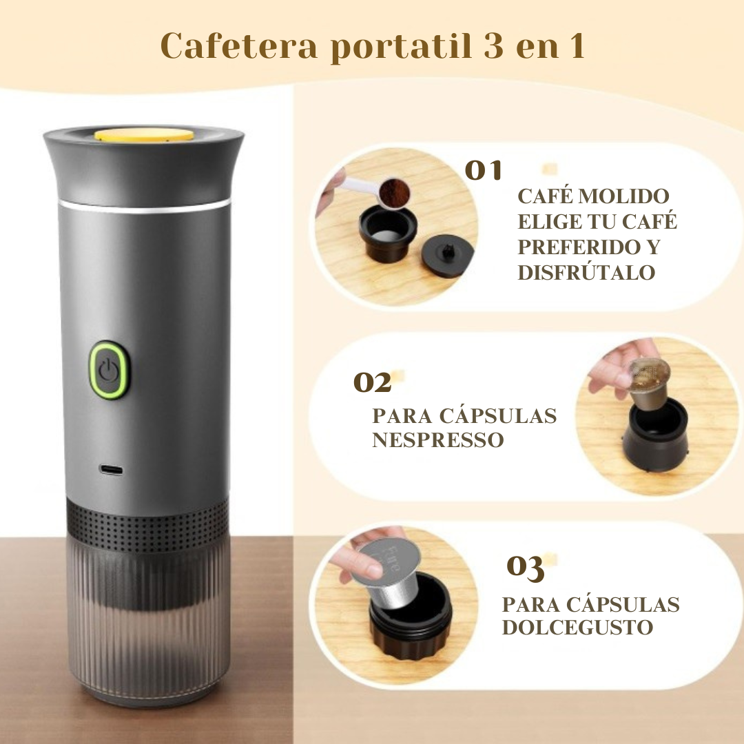 Cafetera Portátil Instantánea 3 en 1